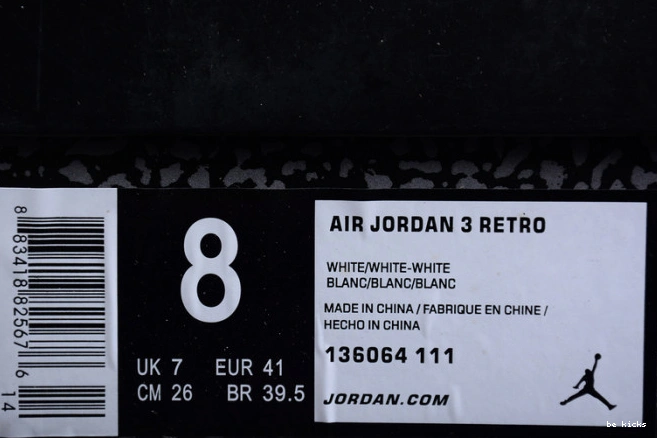 Rep 3 air white retro jordan triple 136064-111 0510